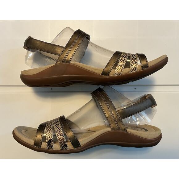 Abeo Women's Brynn Sandals Brown Leather Animal Print Size 8N Orthotic Comfort - Picture 9 of 10